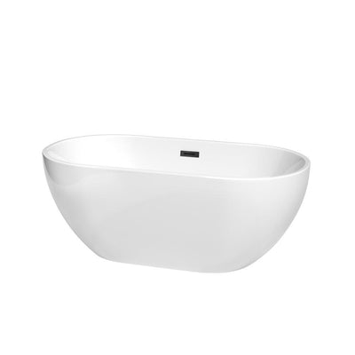 Brooklyn 60 in. Acrylic Flatbottom Bathtub in White with Matte Black Trim - Super Arbor