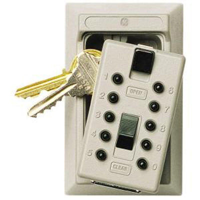 Mounted 5-Key Lock Box with Pushbutton Combination Lock, Clay - Super Arbor