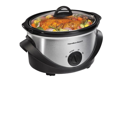 4 Qt. Black Chrome Slow Cooker with Temperature Settings and Glass Lid - Super Arbor