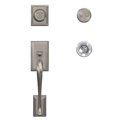 Addison Satin Nickel Dummy Door Handleset with Hobson Glass Door Knob and Kinsler Trim - Super Arbor