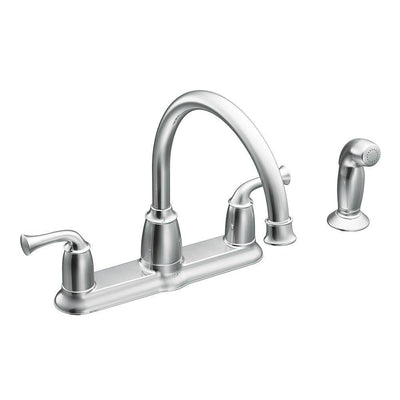 Banbury 2-Handle Mid-Arc Standard Kitchen Faucet with Side Sprayer in Chrome - Super Arbor