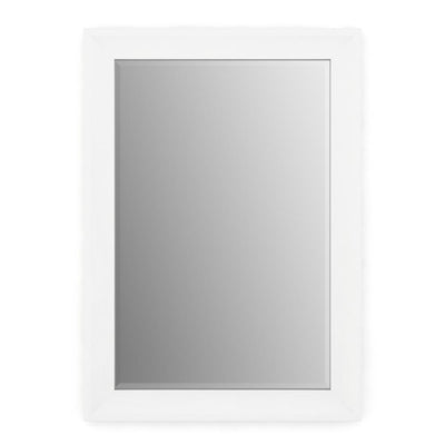 33 in. W x 47 in. H (L1) Framed Rectangular Deluxe Glass Bathroom Vanity Mirror in Matte White - Super Arbor