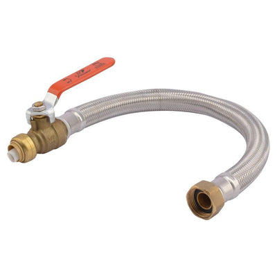 1/2 in. Push-to-Connect x 3/4 in. FIP x 18 in. Braided Stainless Steel Water Heater Connector with Integrated Ball Valve - Super Arbor