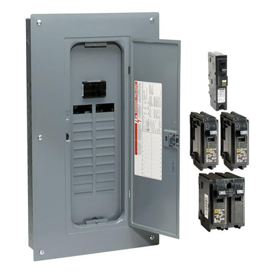 Homeline 100 Amp 20-Space 40-Circuit Indoor Main Breaker Plug-On Neutral Load Center with Cover - CAFI breaker ValuePack - Super Arbor