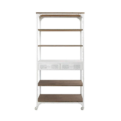 Urban Homestead 78 in. Brown/White Metal/Wood Shelf with Caster Wheels - Super Arbor