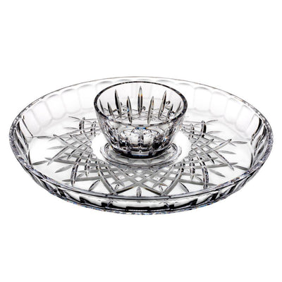 Markham 12.5 in. Clear Crystal Round Chip and Dip Server - Super Arbor