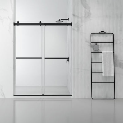 Spezia 60 in. x 76 in. Frameless Sliding Shower Door in Matte Black - Super Arbor