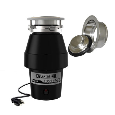 Everbilt Designer Series 1/2 HP Continuous Feed Garbage Disposal with Brushed Nickel Sink Flange and Attached Power Cord
