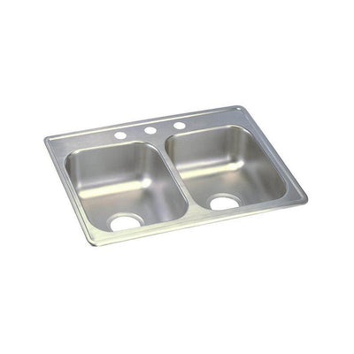 Dayton Drop-In Stainless Steel 25 in. 3-Hole Double Bowl Kitchen Sink - Super Arbor