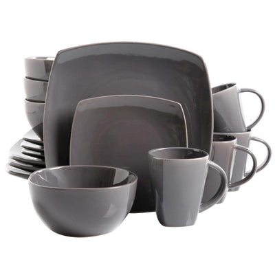 Soho Lounge 16-Piece Casual Gray Stoneware Dinnerware Set (Service for 4) - Super Arbor