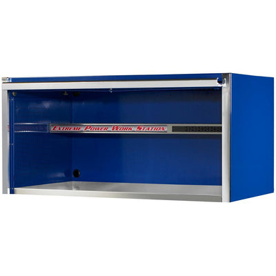 55 in. Power Workstation Professional Hutch with Stainless Steel Shelf and Work Surface in Blue - Super Arbor