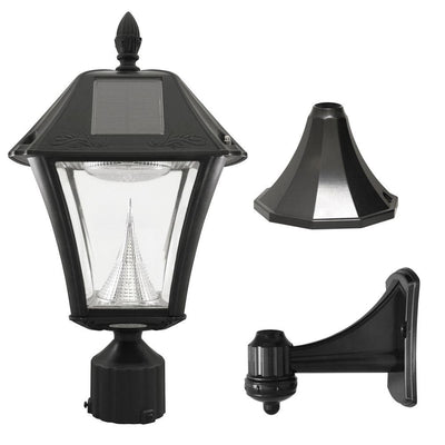 Baytown II Black Resin Outdoor Integrated LED Solar Post/Wall Light with Bright-White LEDs - Super Arbor