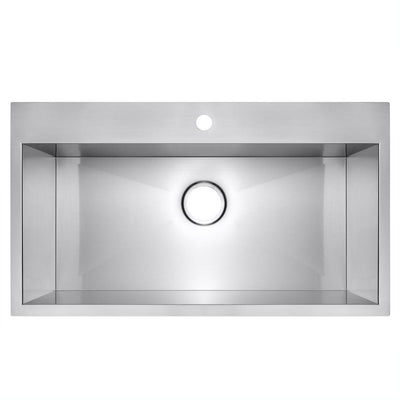 Handmade Drop-in Stainless Steel 30 in. x 18 in. x 9 in. 1-Hole Single Bowl Kitchen Sink in Brushed Finish - Super Arbor