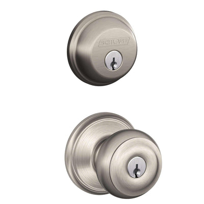 Schlage Georgian Satin Nickel Knob and Single Cylinder Deadbolt ANSI Grade 2 1-3/4 in.