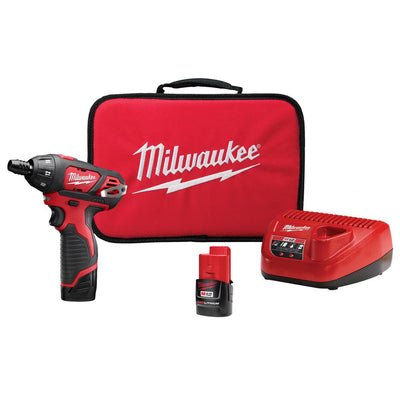 M12 12-Volt Lithium-Ion Cordless 1/4 in. Hex Screwdriver Kit with Two 1.5Ah Batteries, Charger and Tool Bag - Super Arbor