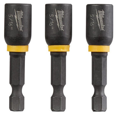 Shockwave 5/16 in. x 1-7/8 in. Black Oxide Impact Duty Magnetic Nut Drivers (3-Pack) - Super Arbor
