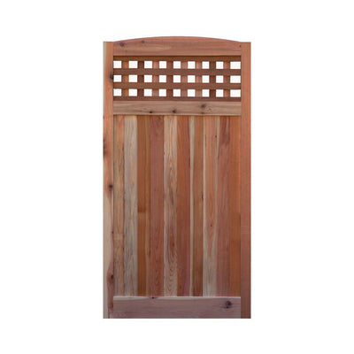 3 ft. x 6 ft. Western Red Cedar Arch Top Checker Lattice Fence Gate - Super Arbor