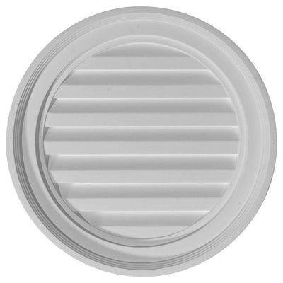 18 in. x 18 in. Round Primed Polyurethane Paintable Gable Louver Vent - Super Arbor