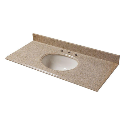 49 in. W Granite Vanity Top in Beige with Biscuit Bowl and 8 in. Faucet Spread - Super Arbor