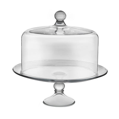 Selene 2-piece Clear Glass Cake Stand with Dome - Super Arbor