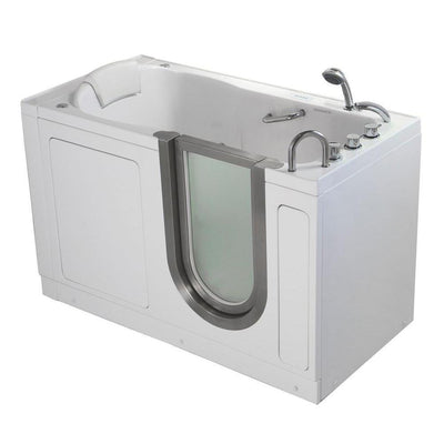 Deluxe 55 in. Walk-In Whirlpool and Air Bath Bathtub in White TCV Faucet Set Digital Control, Heated Seat, RH Dual Drain - Super Arbor