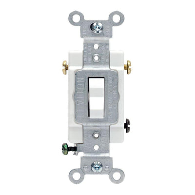 20 Amp 3-Way Commercial Toggle Switch, White - Super Arbor