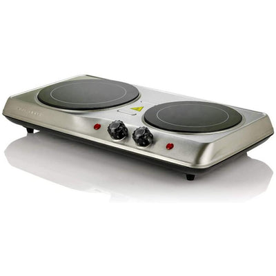 6.5 in. and 7 in. Silver Double Hot Plate Electric Glass Infrared Stove, 1700-Watt - Super Arbor