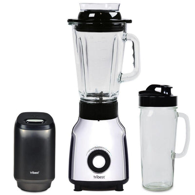 Glass 42 oz. 4-Speed Chrome Personal Blender with Vacuum - Super Arbor