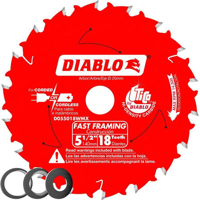 5-1/2 in. x 18-Tooth Fast Framing Saw Blade with Bushings - Super Arbor