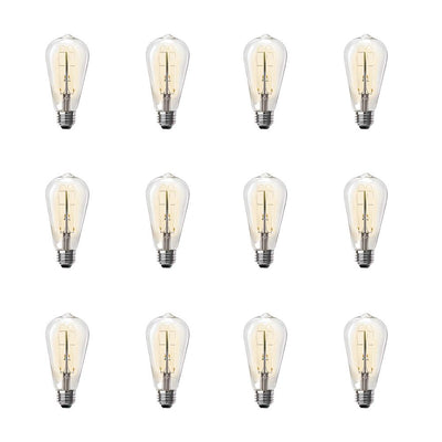 Feit Electric 40-Watt Equivalent ST19 Clear Glass Vintage Edison LED Light Bulb with M Shape Filament Warm White (12-Pack) - Super Arbor