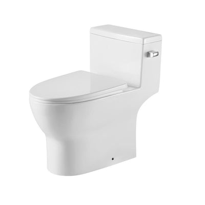 12 in. Rough-In 1-piece 1.28 GPF Single Flush Elongated Siphonic Jet Toilet in White, Seat Included - Super Arbor