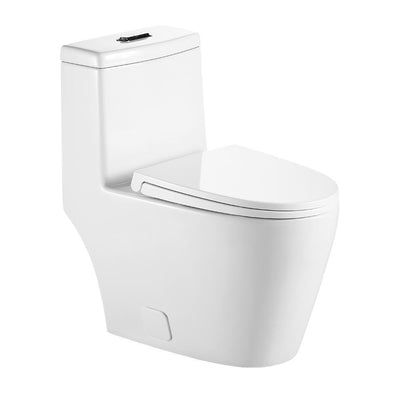 12 in. Rough-In 1-Piece 0.8/1.2 GPF Dual Flush Round Toilet in White, Seat Included - Super Arbor