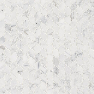 MSI Calacatta Blanco 12 in. x 13 in. x 10mm Polished Marble Mesh-Mounted Mosaic Tile (10.80 sq. ft./case) - Super Arbor