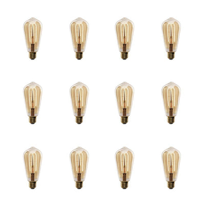 Feit Electric 40-Watt Equivalent ST19 Clear Glass Vintage Edison LED Light Bulb with M Shape Filament Warm White (4-Pack) - Super Arbor