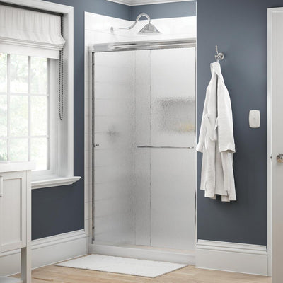 Simplicity 48 in. x 70 in. Semi-Frameless Traditional Sliding Shower Door in Chrome with Rain Glass - Super Arbor