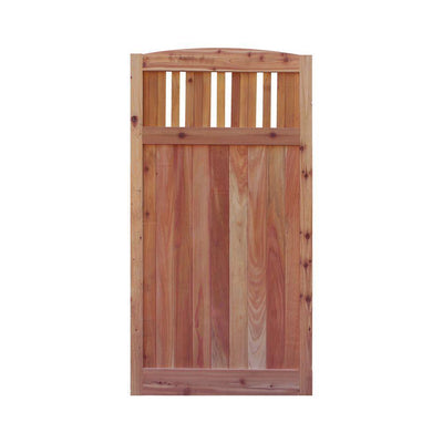 3 ft. x 6 ft. Western Red Cedar Arch Top Vertical Lattice Fence Gate - Super Arbor