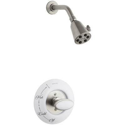 Antique 1-Spray 3.8 in. Single Wall Mount Fixed Shower Head in Vibrant Brushed Nickel - Super Arbor