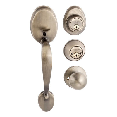 Oviedo Double Cylinder Antique Brass Door Handleset - Super Arbor