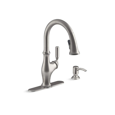Worth Single-Handle Pull-Down Sprayer Kitchen Faucet in Vibrant Stainless - Super Arbor