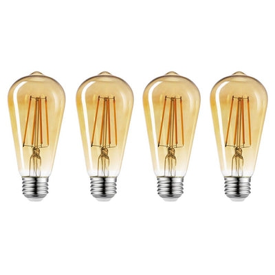Globe Electric 60-Watt Equivalent ST19 Dimmable Vintage Edison Amber Glass LED Light Bulb Soft White (4-Pack) (2150K) - Super Arbor