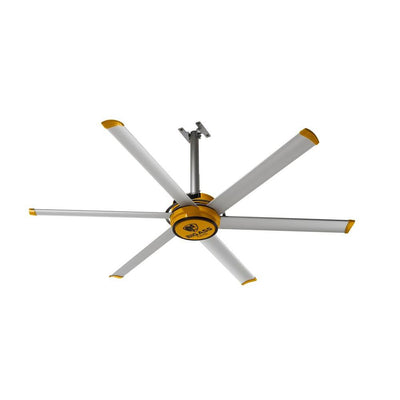 2025 7 ft. Indoor Yellow and Silver Aluminum Shop Ceiling Fan with Wall Control - Super Arbor