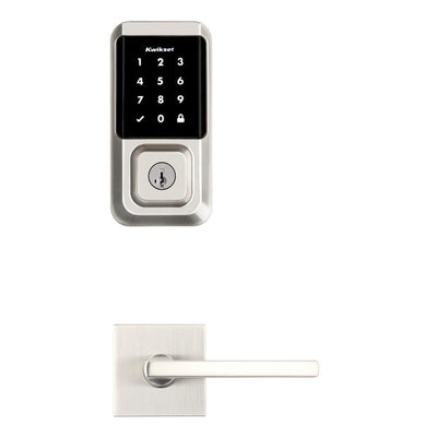 HALO Satin Nickel Electronic Smart Lock Deadbolt Feat SmartKey Security, Touchscreen and Wi-Fi w/ Halifax Lever - Super Arbor