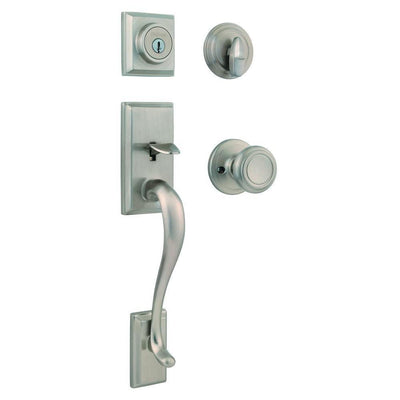 Hawthorne Satin Nickel Single Cylinder Door Handleset with Cameron Door Knob Featuring SmartKey Security - Super Arbor