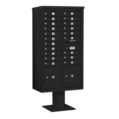 3400 Series Black Mount 4C Pedestal Mailbox with 20 MB1 Doors/2 PL - Super Arbor