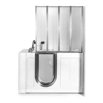 Elite 52 in. Walk-In Whirlpool and Air Bath Bathtub in White with Left Door, Fast Fill Faucet, Dual Drain, Shower Screen - Super Arbor