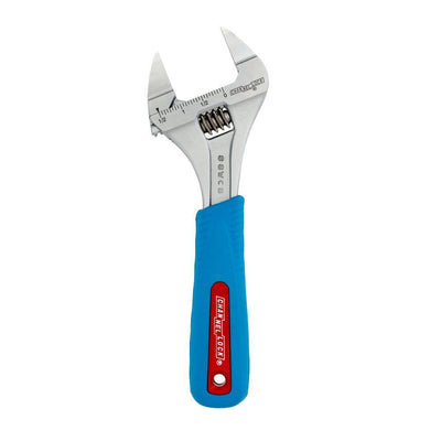 Slim Jaw WideAzz 8 in. Adjustable Wrench with Code Blue Comfort Grip - Super Arbor