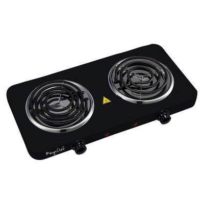 Portable 2-Burner 5.5 in. Matte Black Hot Plate with Temperature Control - Super Arbor