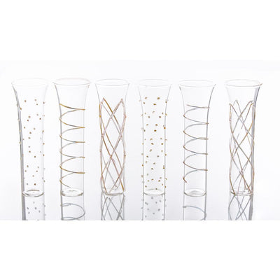 Razzle Dazzle Gold Champagne Glasses (Set of 6) - Super Arbor