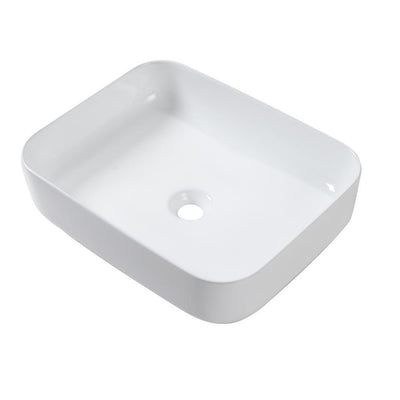 20 in. x 16 in. Modern Rectangle Above Counter Porcelain Ceramic Bathroom Vessel Vanity Sink in White Art Basin - Super Arbor