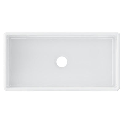 Farmhouse Apron Front Fireclay 36 in. x 18 in. x 10 in. Plain Single Bowl Kitchen Sink with Center Drain in White - Super Arbor